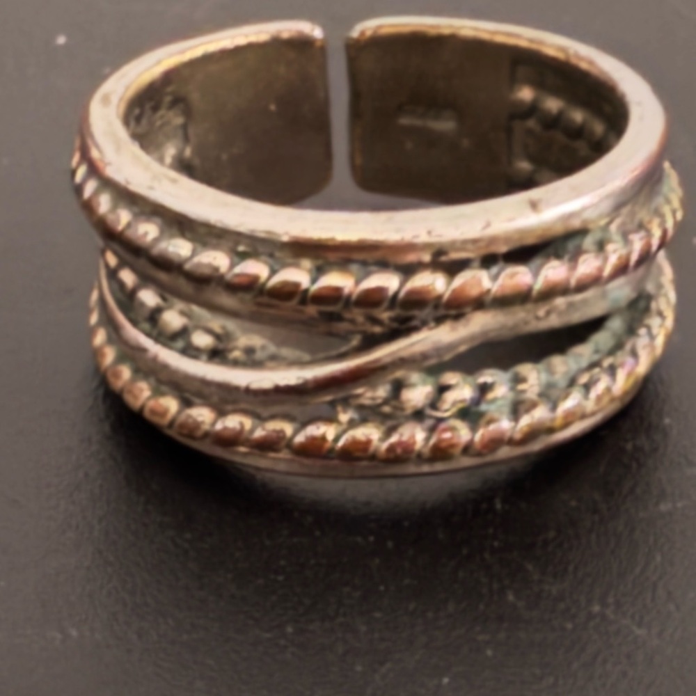 Sterling Silver Two-Tone Woven Rope Band - Sz. 5